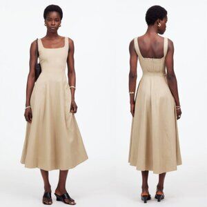 Madewell Seamed Squareneck Midi Dress NWT in Heritage Khaki Sz. 4